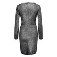 thumbnail image 4 of WTXUE Robe à Manches Longues, Robe Femme Paillettes Col en V Manches Longues Robe Ajustée Élégante Robe de Soirée pour Dames, Robe à Paillettes pour Femmes, Gris m, 4 of 7