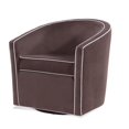 thumbnail image 2 of Keely Maple Brown Velvet with Cream Welt Barrel Swivel Chair, 2 of 7