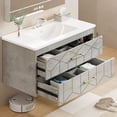 thumbnail image 3 of Modern Floating Bathroom Vanity Set – 36 Inch Wall Mounted Cabinet with 2 Large Soft-Close Drawers, Gold Handles, Ceramic basin, Easy Assembly – Grey, 36 inches, 3 of 6