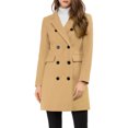 thumbnail image 2 of INSPIRE CHIC Women's Notched Lapel Collar Double Breasted Mid Length Overcoat, 2 of 7