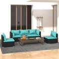 thumbnail image 1 of vidaXL 5 Piece Garden Lounge Set with Cushions Poly Rattan Black, 1 of 4