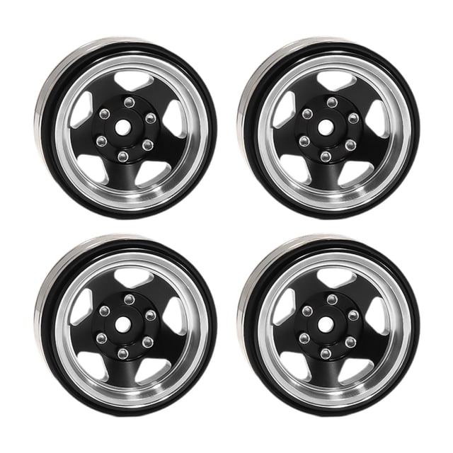Milaget 4 Pieces 1.3 Inches Beadlock Wheel Rim for FMS Ascent-18 1: 18 RC Car Sturdy Black