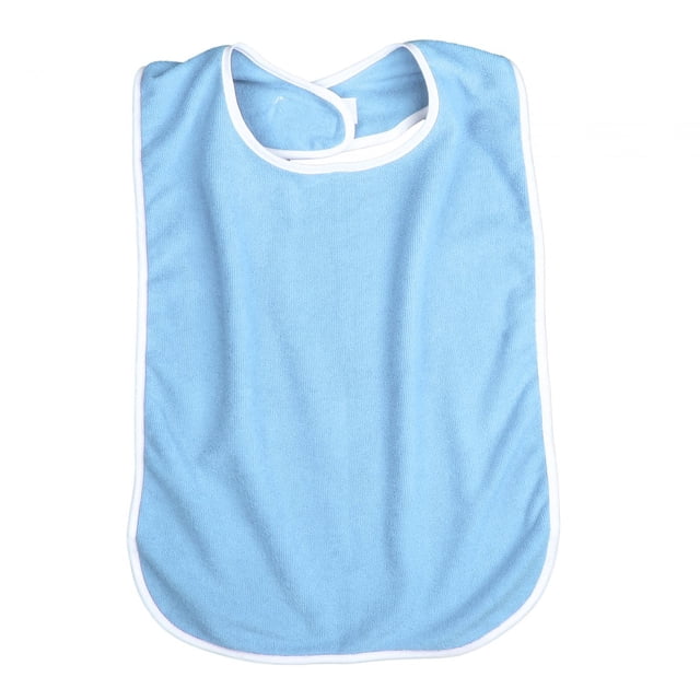 Milaget Bavoir Adulte Réutilisable avec Sangle Réglable Bavoir pour Personnes Âgées Hommes Bleu Clair