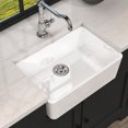thumbnail image 4 of 24-inch farmhouse ceramic kitchen sink, apron-front, with strainer & grids, 4 of 10