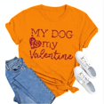 thumbnail image 1 of Tittly T-Shirts pour Femmes T-Shirts Graphiques Saint-Valentin Mon Chien Est Mon Valentin Imprimé Chandail Décontracté Imprimé Col Rond T-Shirt Chandail pour Femme T-Shirt T-Shirts Chemises Hauts pour Femmes Orange TTG, 1 of 8