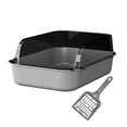thumbnail image 3 of Ruiboury Open Top Pet Litter Box Portable Litter Bedpan Cat Pan Kitty Sand Box Toilet gray 40x28x16cm, 3 of 6