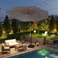 thumbnail image 4 of Costway 10 FT Solar Offset Hanging Umbrella with 96 Solar Multi-colored Flowing LED Lights Gray, 4 of 10