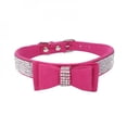 thumbnail image 1 of [Big Clear!]Cute & Good-Looking  Soft Leather Dog & Cat Collar & Leash Set - Rhinestone Flocking Sparkly Crystal Diamonds Studded - Cute Double Bowknot - Perfect For the Show, 1 of 7