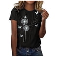 thumbnail image 1 of T-shirt à Manches Courtes pour Femmes, Mode Été, Imprimé, Col Rond, Coupe Ordinaire, 1 of 5