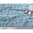 thumbnail image 2 of Soimoi Cotton Cambric Fabric Leaves,Musical Instruments & Animals Kids Printed Fabric 1 Yard 56 Inch Wide, 2 of 3