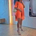 thumbnail image 1 of Pxiakgy Ensemble Deux Pièces pour Femmes Manches Courtes Décontracté Basique Shorts Orange + L, 1 of 5