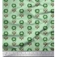 thumbnail image 1 of Soimoi Polyester Crepe Fabric Leaves & Floral Block Print Fabric by Yard 52 Inch Wide, 1 of 3
