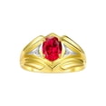 thumbnail image 1 of RYLOS Men's Rings Yellow Gold Plated Silver Rings Classic Designer Style 9X7MM Oval Gemstone &  Diamond Ring Ruby July Birthstone Rings For Men, Size 9, 1 of 7