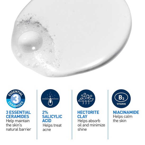 CeraVe Acne Control Cleanser, 2% Salicylic Acid Face Wash with
