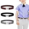 thumbnail image 3 of transemion 1 Ensemble Ceinture Élastique Simple pour Enfants Garçons Boucle Ajustable Taille Extensible Réutilisable Lavable Jeans Accessoires de Vêtements Noir+café+gris, 3 of 9