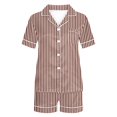 thumbnail image 4 of Yuyuzo Pajama Sets for Women 2 Piece Short Sleeve Button down Shirts Lounge Sets Color Block Soft Pj Sets, 4 of 5