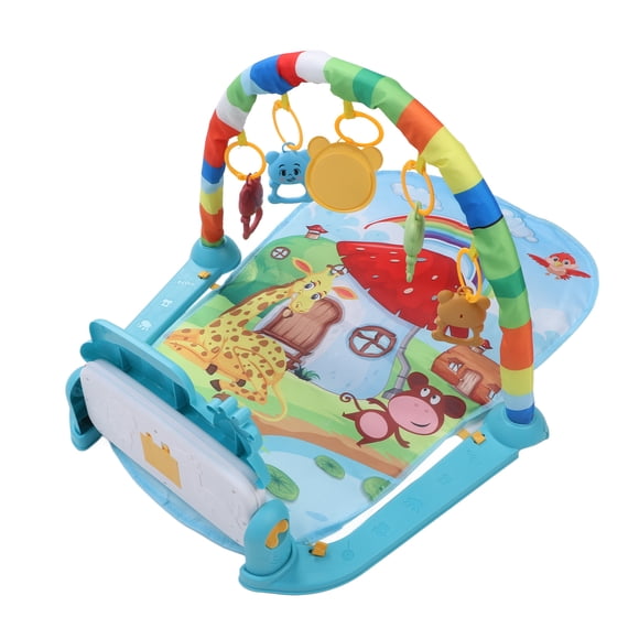 Baby Gym Play Mat Piano Tummy Time Activity Mat Infant Kick Play Piano Mat Toy For Visual Hearing Sensory Motor Development With 5 Detachable Colored Hanging Bells Piano Music