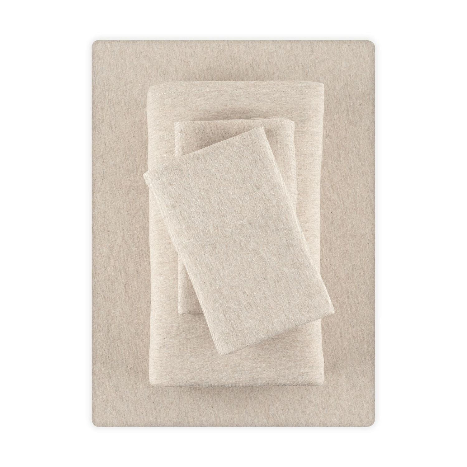 Mainstays Cotton Rich Extra Soft Jersey Bed Sheet Set, King, Oatmeal, 4 Pieces