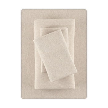 Mainstays Cotton Rich Extra Soft Jersey Bed Sheet Set, Twin-XL, Oatmeal, 3 Pieces