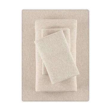 Mainstays Cotton Rich Extra Soft Jersey Bed Sheet Set, Double, Oatmeal, 4 Pieces