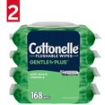 thumbnail image 1 of Cottonelle Lingettes Humides Jetables GentlePlus à l'Aloès et à la Vitamine E - 4 Paquets à Couvercle Rabattable, 168 Lingettes Jetables au Total, Lot de 2, 1 of 12