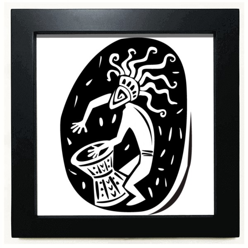 Cadre Photo Carré Noir Contour Pharaon Égyptien Ancien pour Mur Ou Table