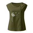 thumbnail image 4 of EGNMCR Débardeurs pour Femmes Été Décontracté Sans Manches Bouton Gilet Col Rond Blouse Ample Active Top Femmes, 4 of 4