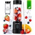thumbnail image 1 of Portable Smoothie blender ROSEVIEW Glass bottle USB rechargeable 200W Power 15Oz mini Handheld Ice Shakes Cup blend juicer Cordless blender Personal smoothies maker Fruit mixer, 1 of 8