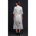 thumbnail image 2 of Bimba Coton Blanc Fleur & Oiseau Bulbe Femmes Poche Asymétrique Robe Droite Été Fête Mi-Longue-Grand, 2 of 4
