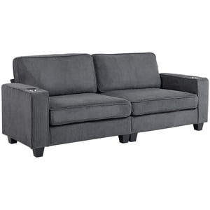 HOMCOM 3 Canapé Seater avec porte-coussin de printemps pour chambre Dark Grey