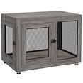 thumbnail image 1 of PawHut Table d'Appoint pour Cage pour Animaux avec Coussin Résistant à l'Eau, Gris à Double Porte, 1 of 10