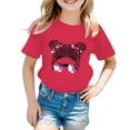 thumbnail image 1 of LUOGENLI T-Shirt pour Filles Enfant Filles Mignon Imprimé Graphique Col Rond Manche Courte Tee Été Décontracté Chemise Hauts Maxi Chemises pour Filles 5-6 Ans, 1 of 5
