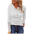 thumbnail image 1 of Mode Femmes Décontracté Manche Longue Uni Col Rond Bouton Blouse T-Shirt Dames Hauts, 1 of 6