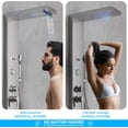 thumbnail image 2 of Eastvita Senfot 5-in - 1 LED Rainfall Stainless Steel Wall - Mounted Shower Panel Tower System with 3-Function Handheld Shower 2 Body Spray Temperature Display Steel Brushed, 2 of 6
