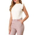 thumbnail image 4 of INSPIRE CHIC Women's Sleeveless Work Blouses Ruffled Pleated Chic Tops White M, 4 of 7