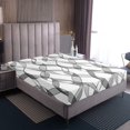 thumbnail image 4 of Erosebridal Teens Bow Sheet Set Full, Grey Bedding Sets Full Size, Abstract Stripe Decor, 4 Pieces, 4 of 7