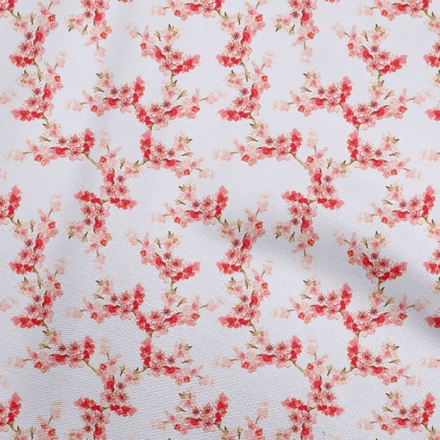 oneOone Popeline de Coton Rouge Tissu Floral Matériel de Couture Tissu Imprimé au Mètre 42 Pouces de Large