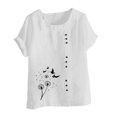 thumbnail image 4 of Économies d'Été! Horkkom Chemises à Manches Courtes pour Femmes Été Grande Taille Chemises en Lin Décontractées Col Rond Imprimé Floral Blouses Amples, 4 of 4