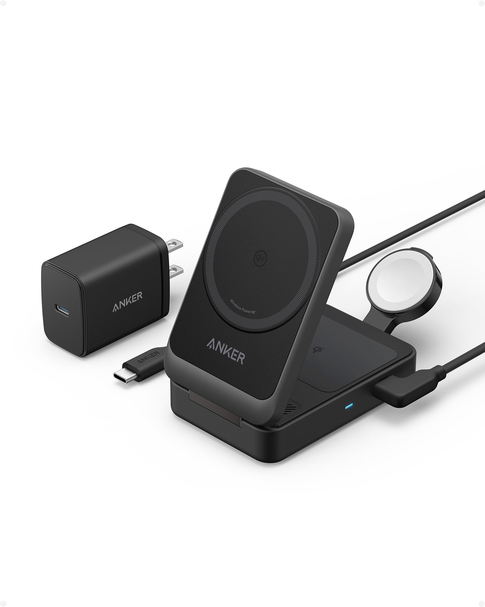新品Anker MagGo Wireless Charging Station Anker MagGo Wireless Charging Station (15W,Foldable 3-in-1) Cable