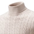 thumbnail image 4 of Xcmzpl Men Turtleneck Sweater Long Sleeve Cable Knit Sweaters Slim Fit Mock Neck Twisted Pullover Solid Fall Sweater Tops, 4 of 6