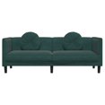 thumbnail image 2 of vidaXL Sofa avec Coussins 3 Places en Velours Vert Foncé, 2 of 5