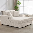 thumbnail image 1 of Oversized 60" Chaise Lounge Sofa Bed – Soft Upholstered Sleeper with Armrests, Cup Holder,Throw Pillows, USB & Type-C Charging Port– Modern Reading Chair for Living Room, Bedroom – Shell Smooth, Beige, 1 of 8