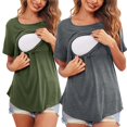 thumbnail image 1 of Vêtements de Grossesse Offres de l'Action de Grâce Liquidation Été Vêtements de Maternité pour Femmes Col Rond Manches Courtes Volants Pli Hauts de Grossesse, 1 of 5