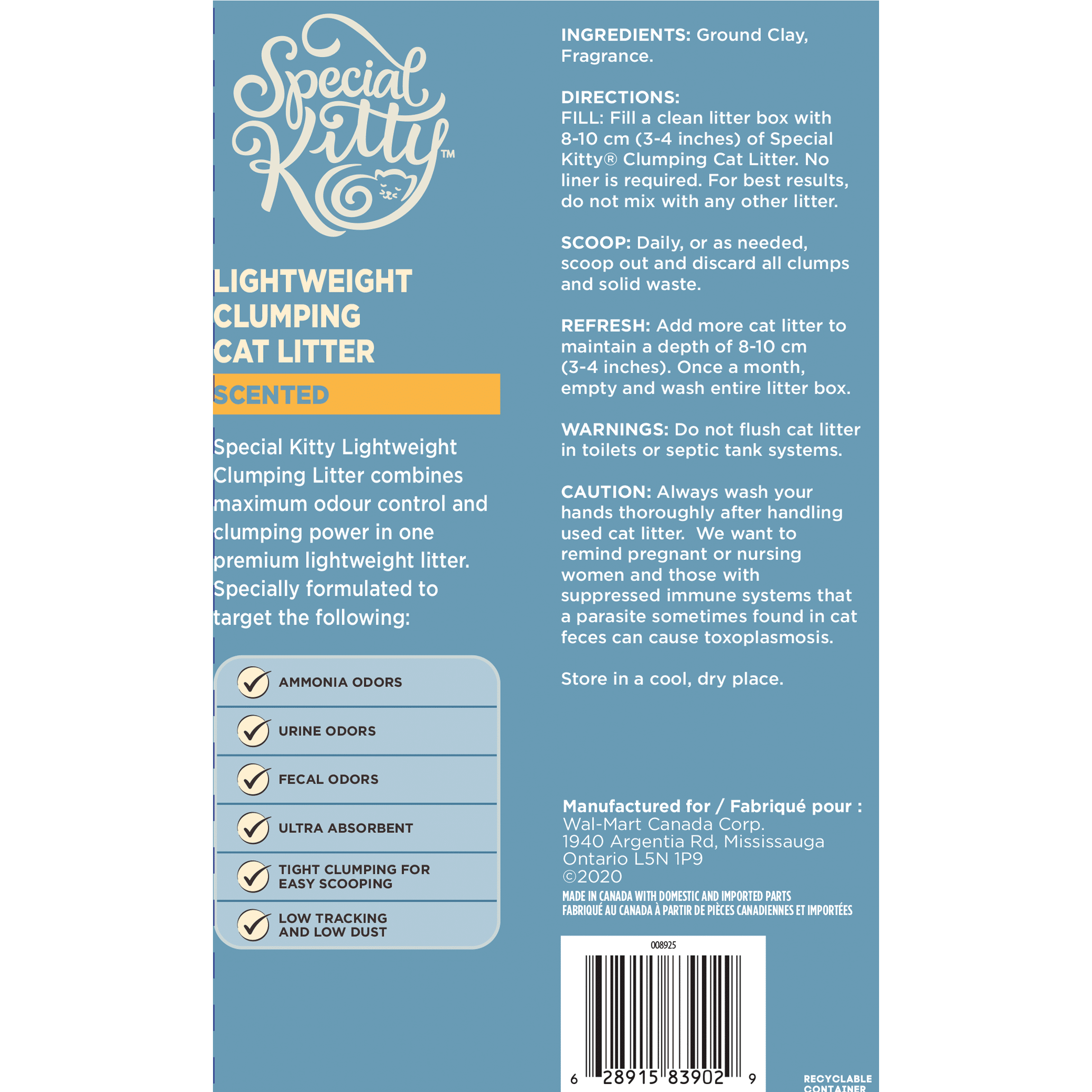 Special Kitty Litière Parfumée Agglomérante Légère pour Plusieurs Chats 3.86kg