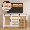 thumbnail image 4 of AECOJOY 55'' Rattan Sideboard Buffet Cabinet with 4 Drawers, 2-Sliding Doors Wicker Kitchen Storage Cabinet for Dining Room, Living Room in Cream White, 4 of 9
