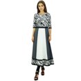 thumbnail image 3 of Phagun Kurta Ethnique en Coton Imprimé Designer Gris Anarkali Tunique Kurti Robe-4, 3 of 4