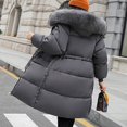 thumbnail image 4 of Winter Padded Jacket, Warm Cotton Coat, Hooded Cold-Weather Layer Grey 5Xl , Coat, 4 of 5