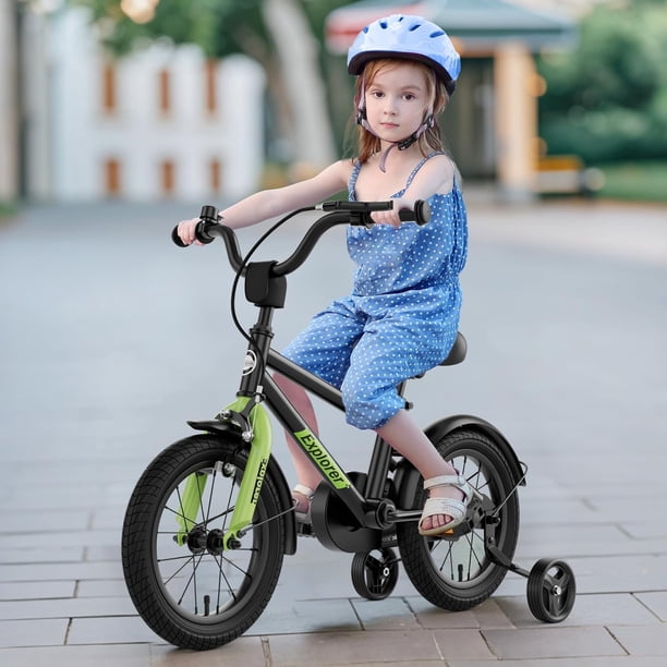 Vélo enfant 35 c, avec éclairage et roues stabilisatrices, pour enfants de 3,5 à 6