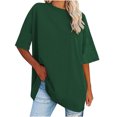 thumbnail image 1 of XZNGL Womens Short Sleeve Tops Womens New Solid Loose Half Sleeve Round Neck Cotton Waist Short Sleeve Round Neck Tops Women Short Sleeve Tops Half Sleeve Tops for Women, 1 of 6