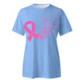 thumbnail image 4 of JIRNDf T-Shirt pour Femmes Hauts d'Été Tendance Rose Imprimé Manches Courtes Col Rond Mignon T-Shirts Graphiques pour Femmes Chemises Bleu G, 4 of 5